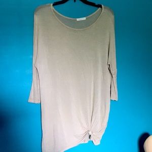 Reborn Tan Sheer 3/4 Sleeve Tee with Knot